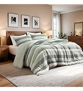Regency Heights Striped Queen 3-Piece Comforter and Sham Set &ndash; Soft Brushed Microfiber Reversible...