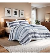 Regency Heights Lightweight Seersucker Botanical Comforter Set Queen Size, Reversible Design with...
