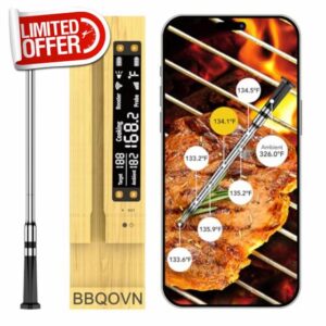 WiFi Sub-1g Wireless Meat Thermometer Unlimited Range with Digital Smart Base 7 NIST Certified Sensors with Ambient Temp Monitor for BBQ