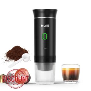 Mulli Cordless Electric Espresso Machine‌‌-Portable Coffee Maker for Ground Coffee & NS Capsule with Self-Heating Technology‌-Perfect for RV