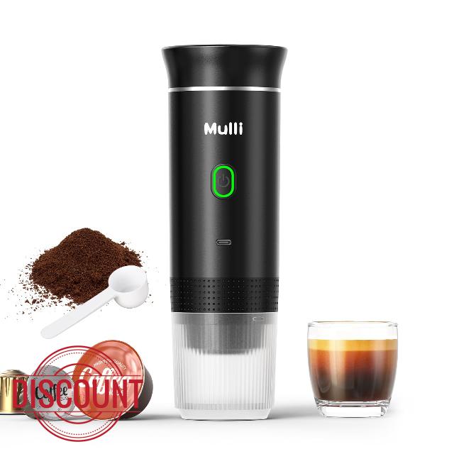 Mulli Cordless Electric Espresso Machine‌‌-Portable Coffee Maker for Ground Coffee & NS Capsule with Self-Heating Technology‌-Perfect for RV