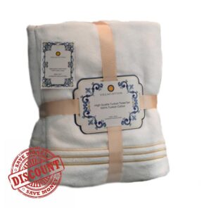 100% Turkish Cotton Embroidered Towel - Soft Five-Star Hotel Quality (Golden Cream