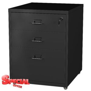 3 Drawer Mobile Cabinet with Lock