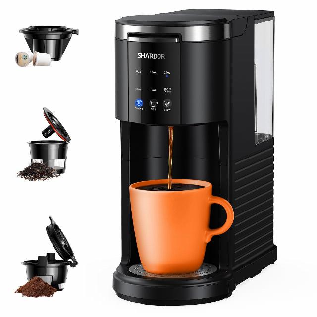 SHARDOR K Cup Coffee Maker Compatible with Ground Coffee & Teas