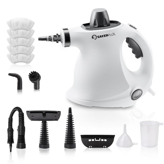 Handheld Steam Cleaner Pressurized Portable Steamer for Home Office Car With 9 Accessories &Safety Lock For Multi-Surface (5 Towel Sleeve)