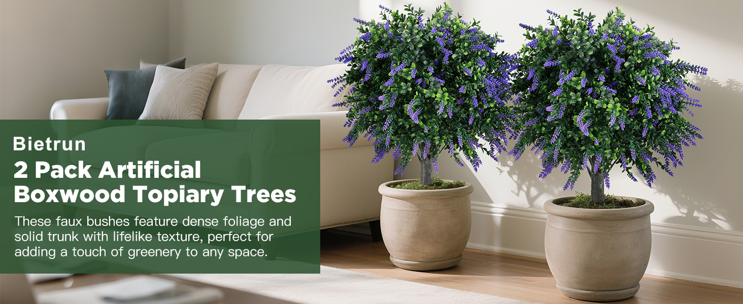 Artificial Boxwood Topiary Ball with Lavender