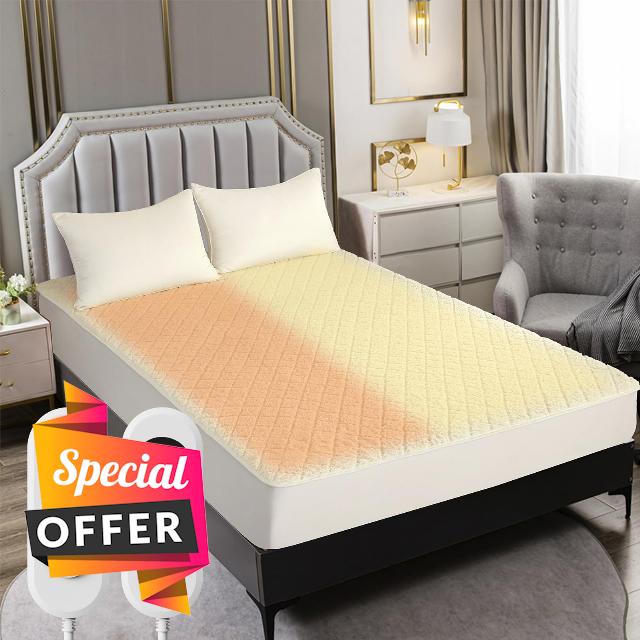 Heated Mattress Pad Queen Size – Electric Heated Bed Pad with Dual Zone Control