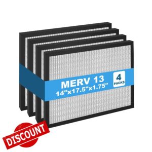 4 Packs 14 x 17.5 x1.75 MERV 13 Replacement Dehumidifier Filter for Honeywell DR90 & DR120 Dehumidifier Santa Fe Advance90 Advance100 Advance12