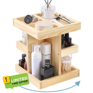 360°Solid Wood Rotating Bathroom Organizers and Storage
