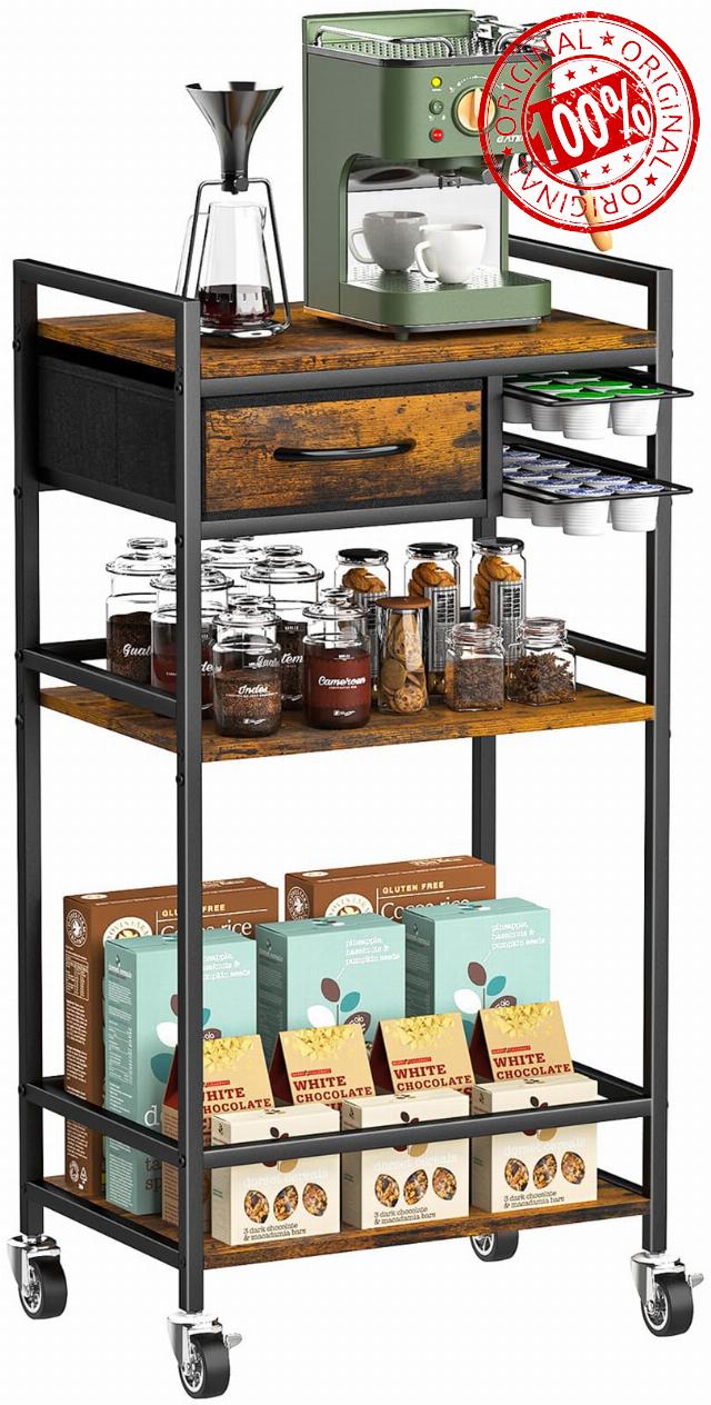 4-Tier Coffee Bar Cart with Storage