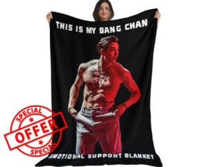 Holli & Threads Stray Kids Bangchan Emotional Support Blanket| Warm Black Ultra-Soft Microfiber Blanket| Fade Resistant| Double Stitched Edges| Decorative & Functional (60"x80")