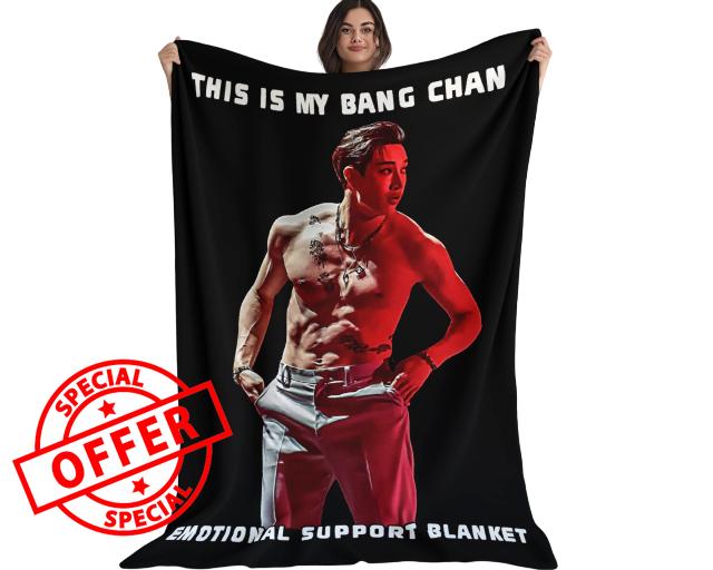 Holli & Threads Stray Kids Bangchan Emotional Support Blanket| Warm Black Ultra-Soft Microfiber Blanket| Fade Resistant| Double Stitched Edges| Decorative & Functional (60"x80")