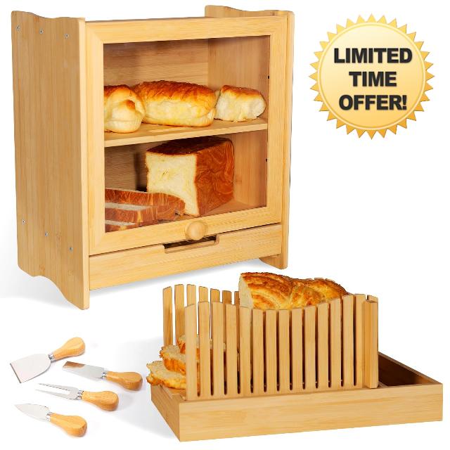 Double Layer Bread Box for Kitchen Countertop