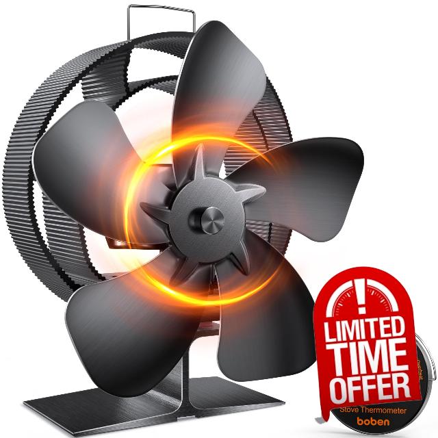 BOBEN Heat Powered Wood Stove Fan with Oscillating Function for Enhanced Heating