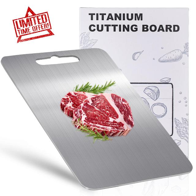100% Titanium Cutting Board for Kitchen - Dishwasher Safe Chopping Boards with Handle