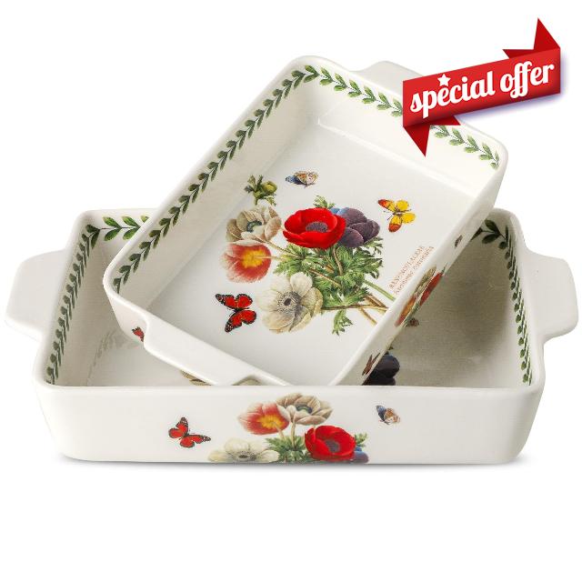 Ceramic Papaver rhoeas Baking Casserole Dish with Handles