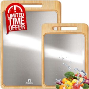 2PcsTitanium&Bamboo Cutting Board