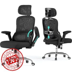 Ergonomic Office Chair: 400LBS Computer Desk Chair Comfy-Black Big and Tall Office Chair with Lumbar Support & Headrest-Gaming Chairs for Adults-Executive Office Rolling Chairs for Home Work