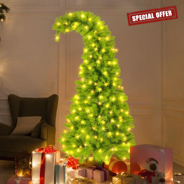 5ft Whimsical Christmas Tree with 150 LED Lights - Artificial Christmas Tree with Timer & 8 Lighting Modes for Indoor Home Living Room Office Decor