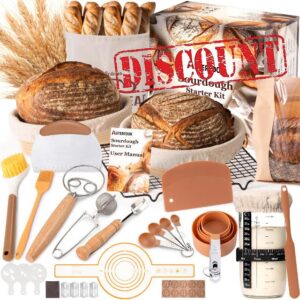 Astercook Sourdough Starter Kit with Round & Oval Banneton Bread Proofing Basket