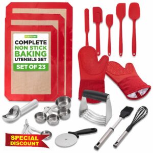 NutriChef 23-Piece Essential Baking Utensils Set – Measuring Cups and Spoons