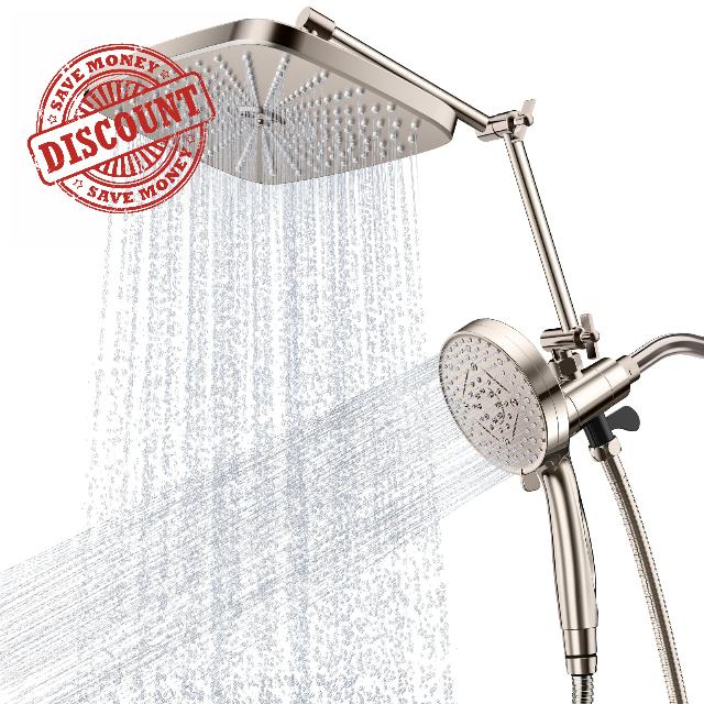 12" Rain Shower Head with Magnetic 4.7" 9-Mode Handheld Spray Combo