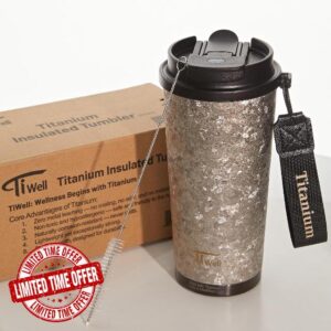 Titanium Coffee Tumbler – 17oz Travel Insulated Coffee Mug with Lid and Straw