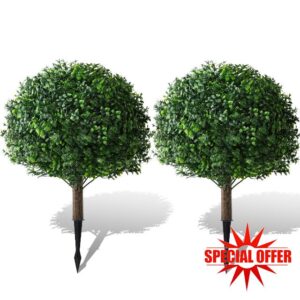 Faux Boxwood Balls for Outdoor Planters Topiary Set of 2