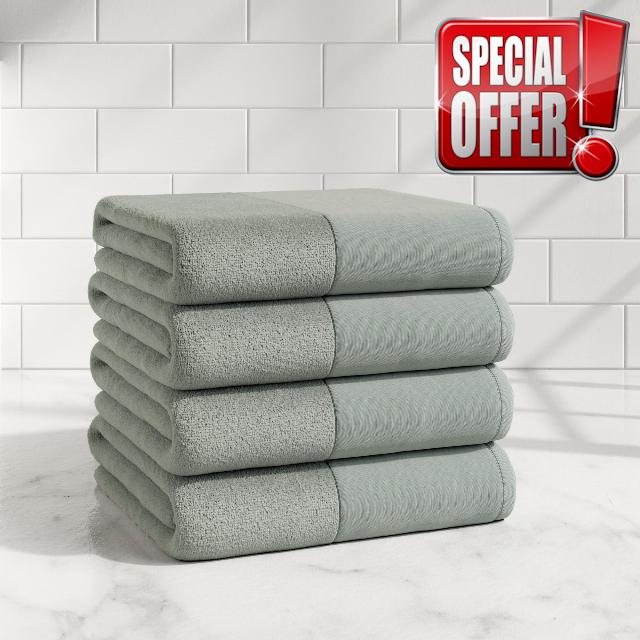 Green Bath Towel Set - Ultra-Soft 100% Cotton