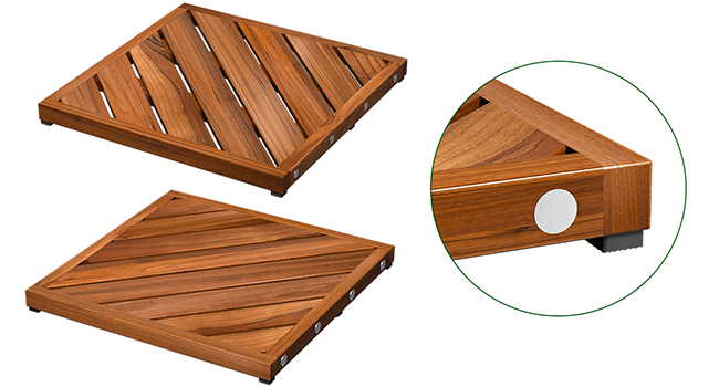 2 in 1 large teak shower mat