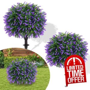 25.6" Artificial Lavender Topiary Ball Trees