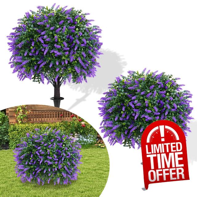 25.6" Artificial Lavender Topiary Ball Trees