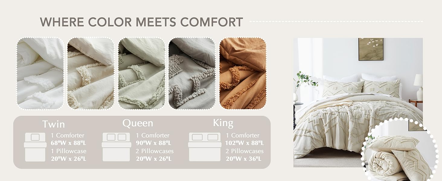 Beige Boho Tufted Comforter Set