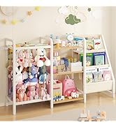 CYXPHION B1 Kids Bookshelf and Toy Storage, 3-Tier Book Shelf for Kids Rooms, Sling Baby Bookcase...