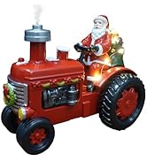 MerryPulse Christmas Tractor Ornaments with Steam Effects Multicolor Santa Christmas Table Decora...
