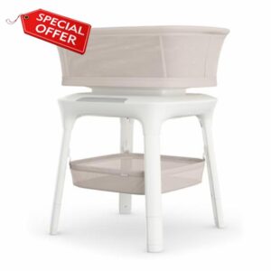 UPPAbaby Soma Smart Bassinet – 5 motions + 5 speeds + 4 Sounds with MotionSync Technology – Height Adjustable – Included Mattress