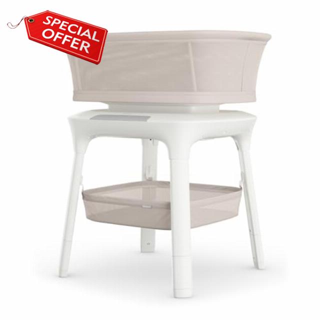 UPPAbaby Soma Smart Bassinet – 5 motions + 5 speeds + 4 Sounds with MotionSync Technology – Height Adjustable – Included Mattress