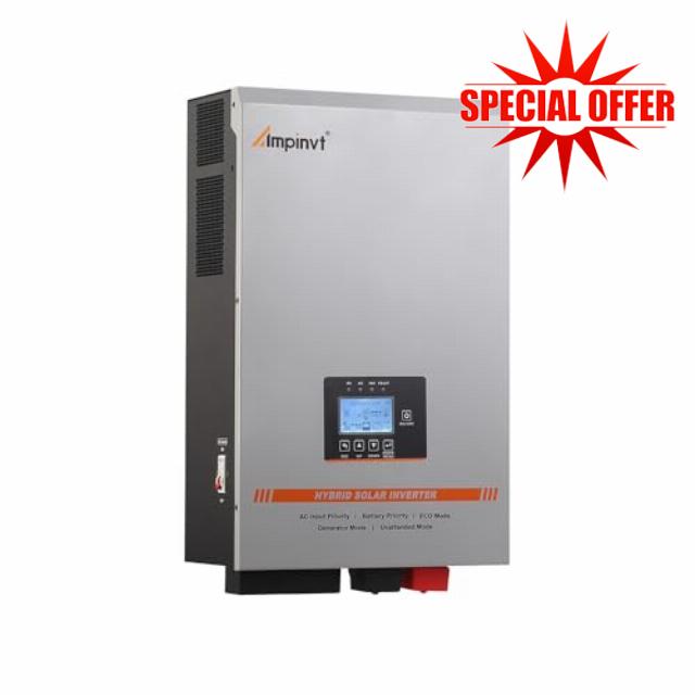 Ampinvt 6000W Solar Inverter 48V DC to 120V/240V AC Split Phase Output