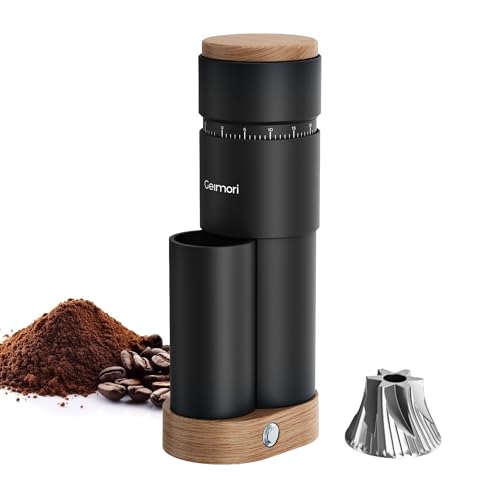 Wirsh Portable Electric Coffee Grinder Geimori T38 Plus with 38mm 6-Core Conical Burr