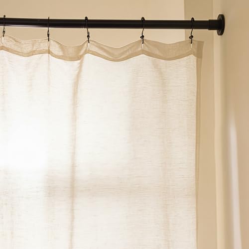 Fabric Bathroom Curtain with Reinforced Holes with Stitching