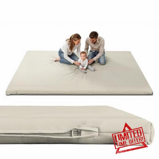 Padded 79" ×71" Gray Large Baby Play Mat for Floor