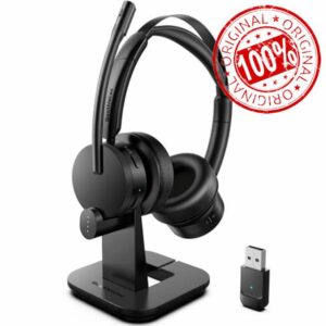 Wireless Headset with Mic for Work(Upgrade Volume Knob & Charging Indicator)