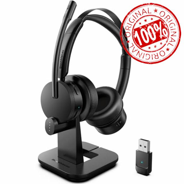 Wireless Headset with Mic for Work(Upgrade Volume Knob & Charging Indicator)