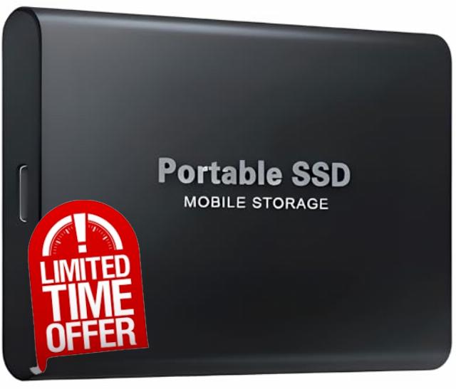 4T Portable External SSD – 4000GB USB 3.0 & Type-C External Solid State Drive
