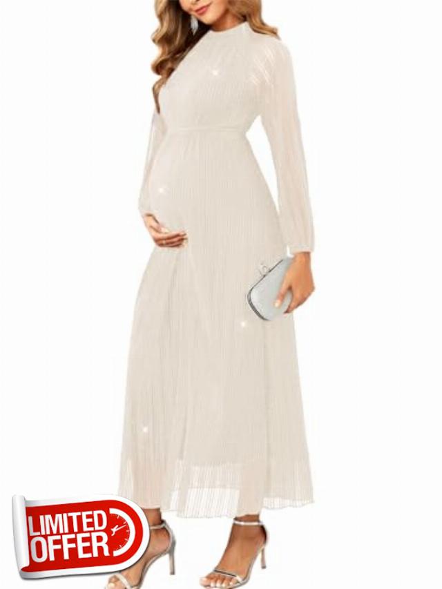 CYCLAMEN Formal Maternity Dress Sparkly Halter Neck A-Line Maxi Gown Baby Shower Pregnancy Photoshoot Wedding Guests
