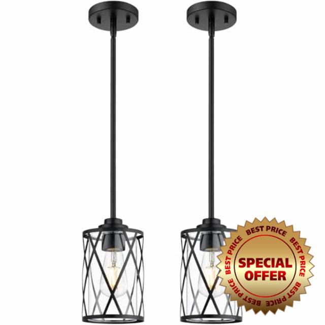 Beionxii 2 Pack Glass Pendant Lights Kitchen Island