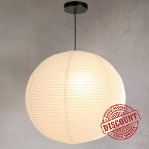 Nogy Paper Lantern Lamp Japanese Style Pendant Light - Off White Rice Hanging Paper Lamp Shade with Cord (Hardwired