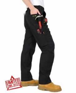 BOCOMAL FR Pants for Men Stretch Canvas Knee Pads Opening Flame Resistant Utility Reinfoced Work Carpenter Jeans Relaxed Fi