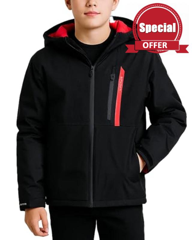 Spyder Boys Winter Ski Jacket - Insulated Soft Shell Water Resistant and Windproof Snowboard Winter Coat with Detachable Hood