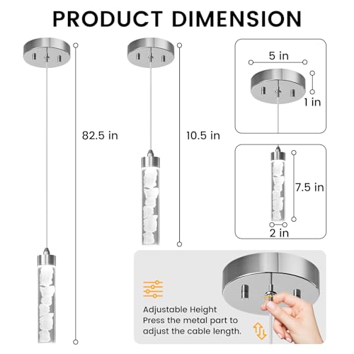 Adjustable Chrome Hanging Light Fixture for Dining Room Hallway